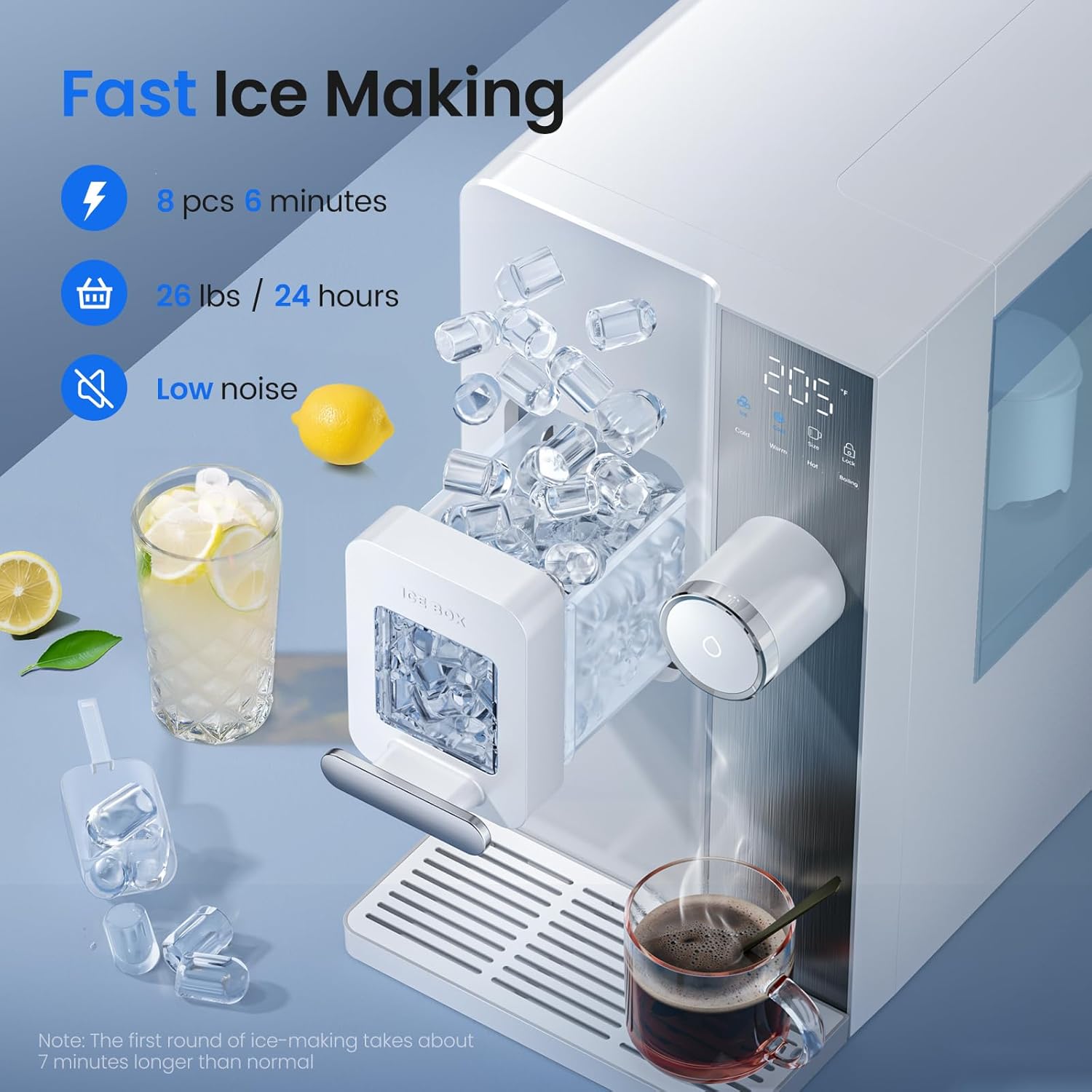3-in-1 Countertop Ice Maker Water Filter Dispenser, 7-Stage, No Install