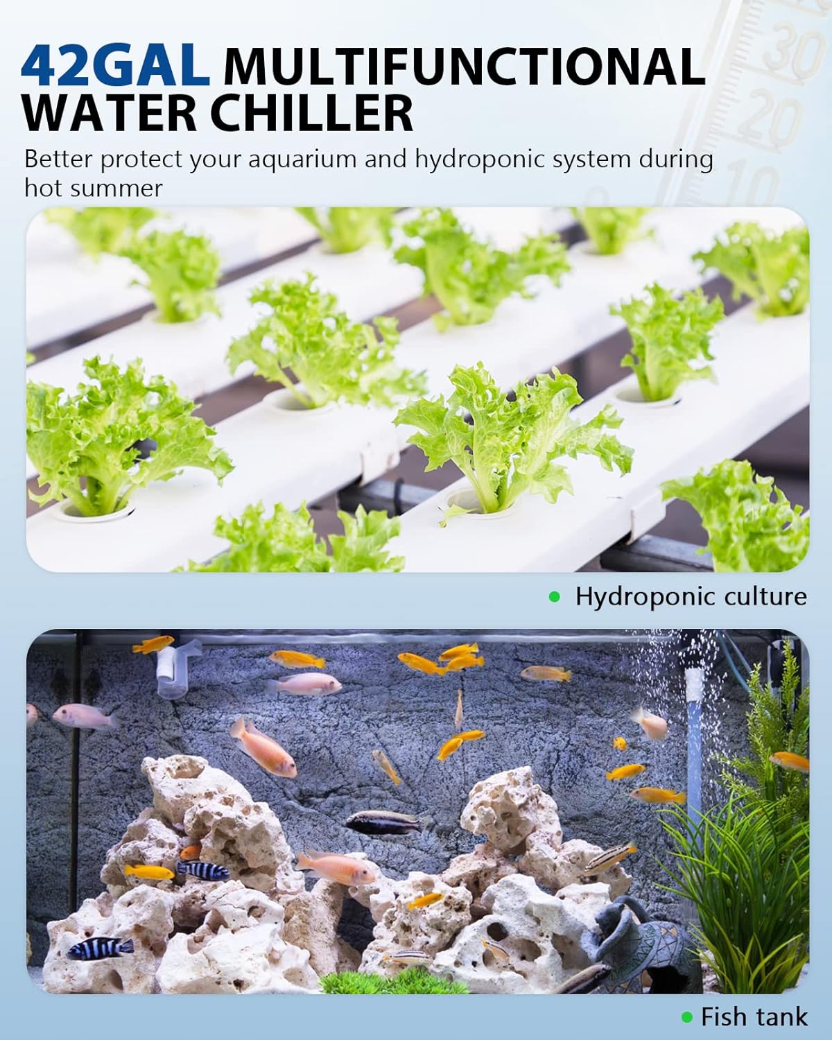 BAOSHISHAN Aquarium Chiller 42gal, 1/10 HP, Quiet Compressor