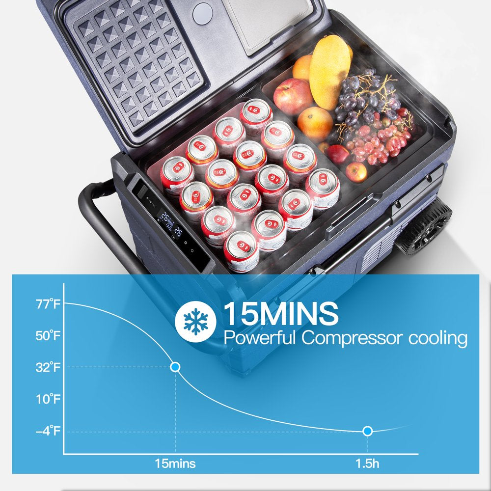 Portable 37 Qt Car Refrigerator Freezer with App Control, Dual Zone, Energy Efficient for Camping & Travel