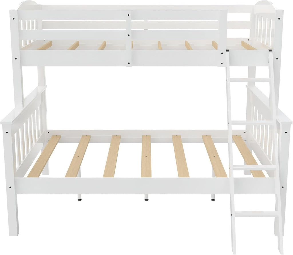 DHP Airlie Twin Over Full Bunk Bed, White, Wood, Ladder & Rails