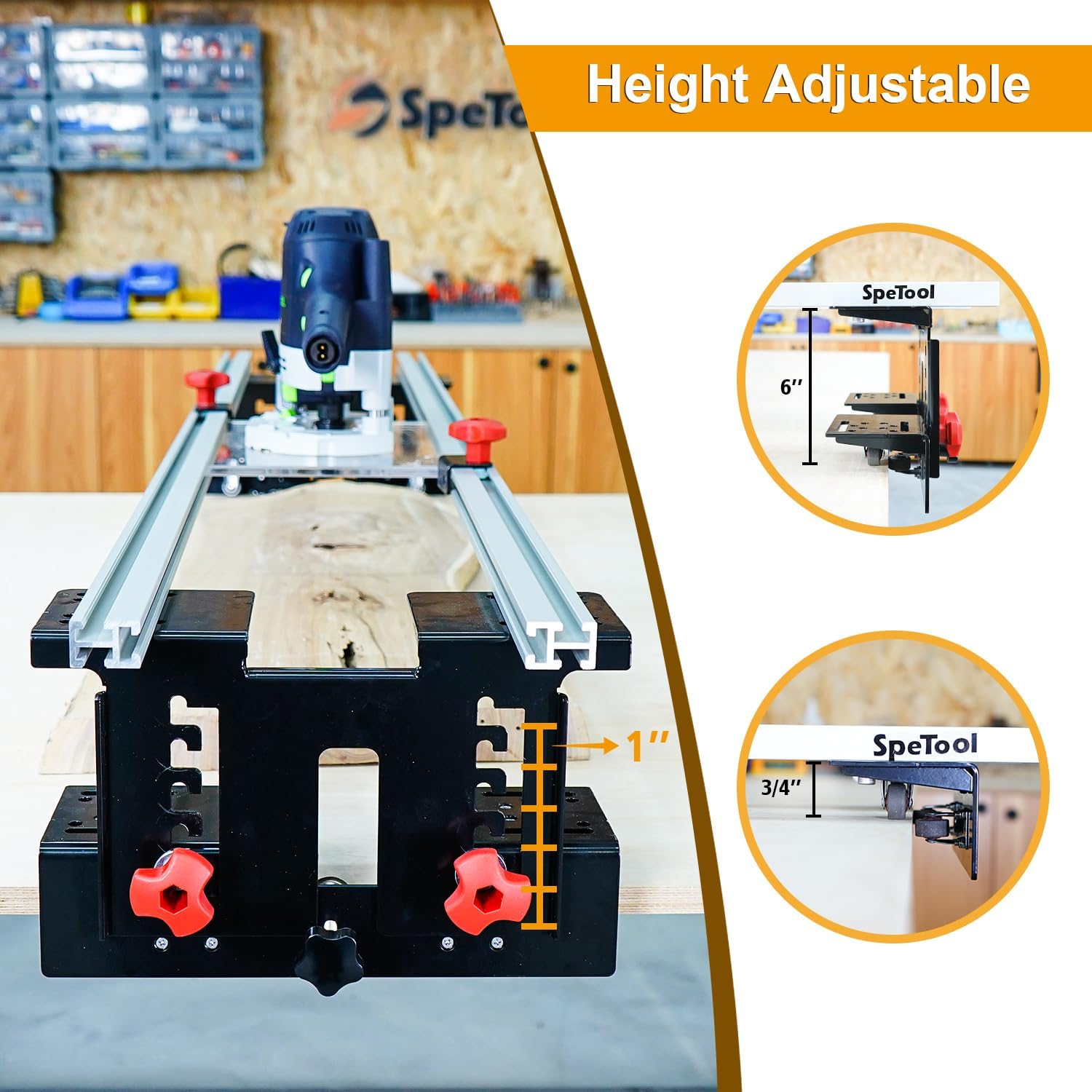 SpeTool Router Sled Kit, 48", 3-Axis Height Adjustment