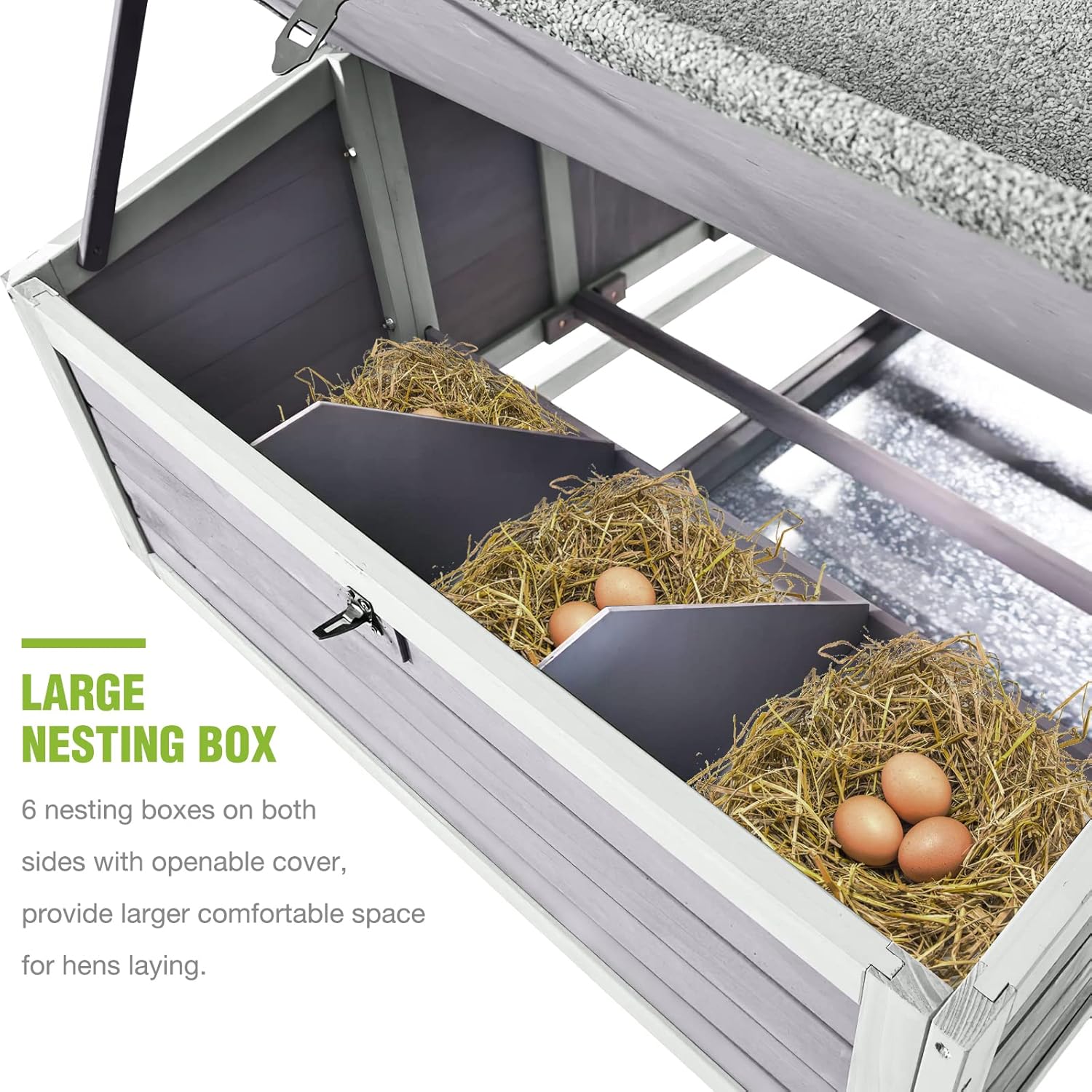 GUTINNEEN Mobile Chicken Coop, 67.3" Weatherproof, 6 Nesting Boxes