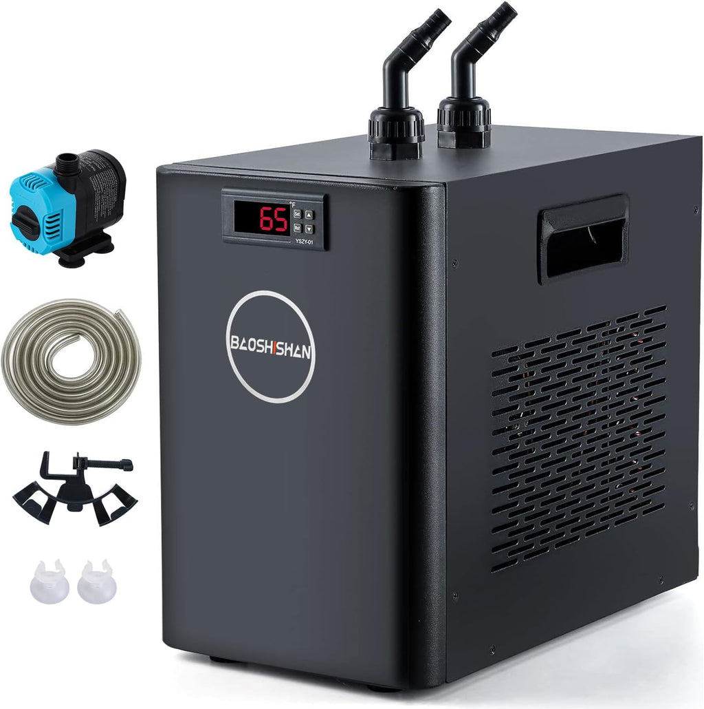 BAOSHISHAN Aquarium Chiller 42gal, 1/10 HP, Quiet Compressor