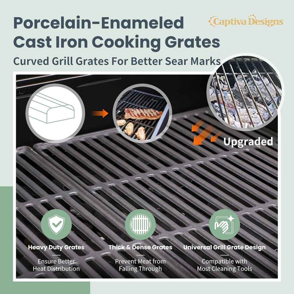 Captiva Designs 4-Burner Gas Grill, Side Burner, 42,000 BTU, Stainless