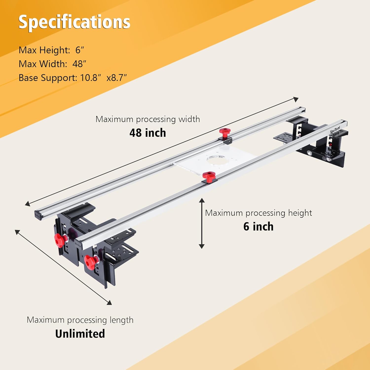SpeTool Router Sled Kit, 48", 3-Axis Height Adjustment