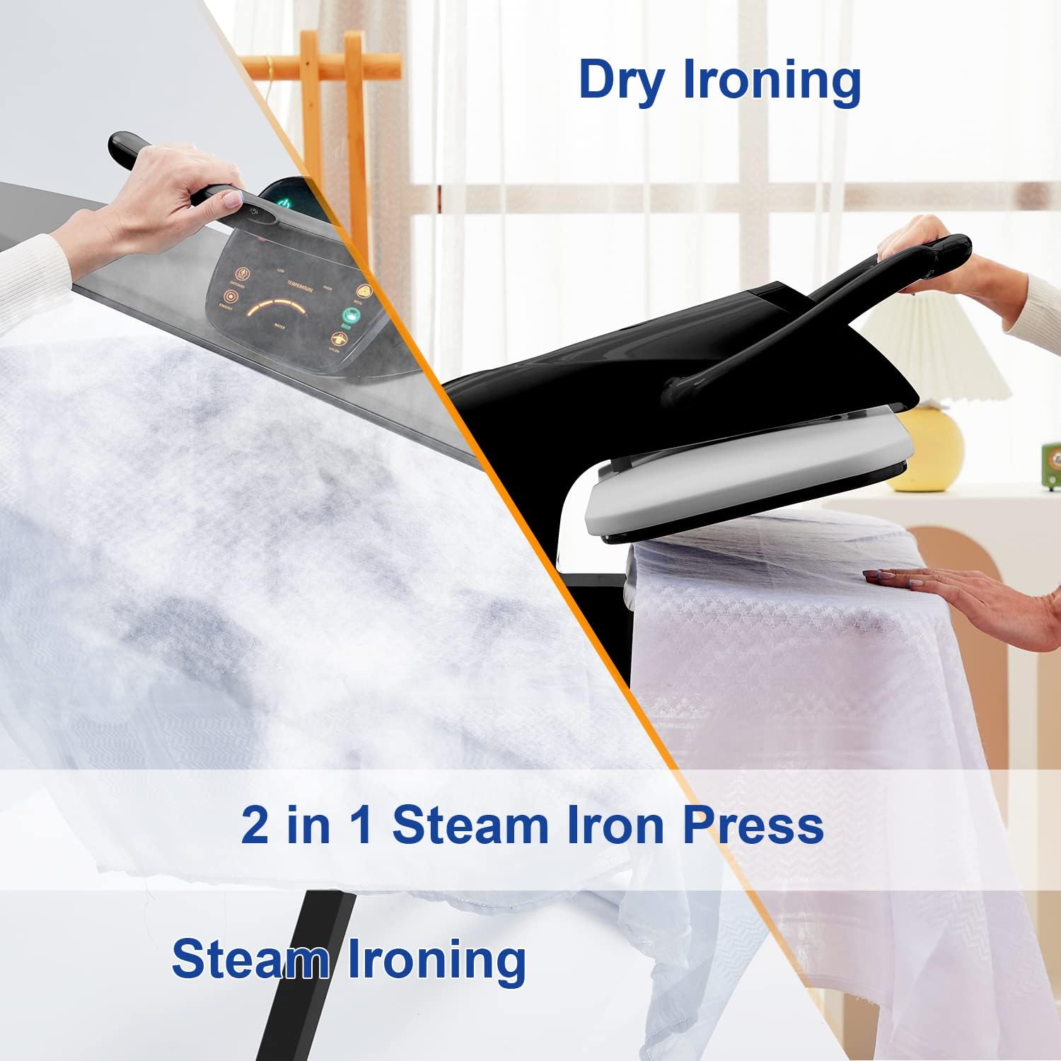42" Steam Iron Press with LED Touchscreen, 1800W, 5 Settings