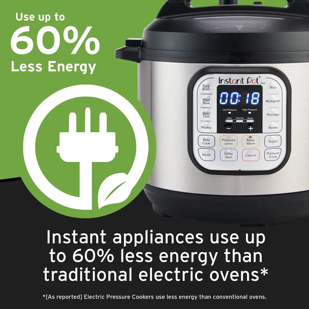 Instant Pot Duo 6 Qt Electric Pressure Cooker 7-In-1 with Easy-Release Steam Switch