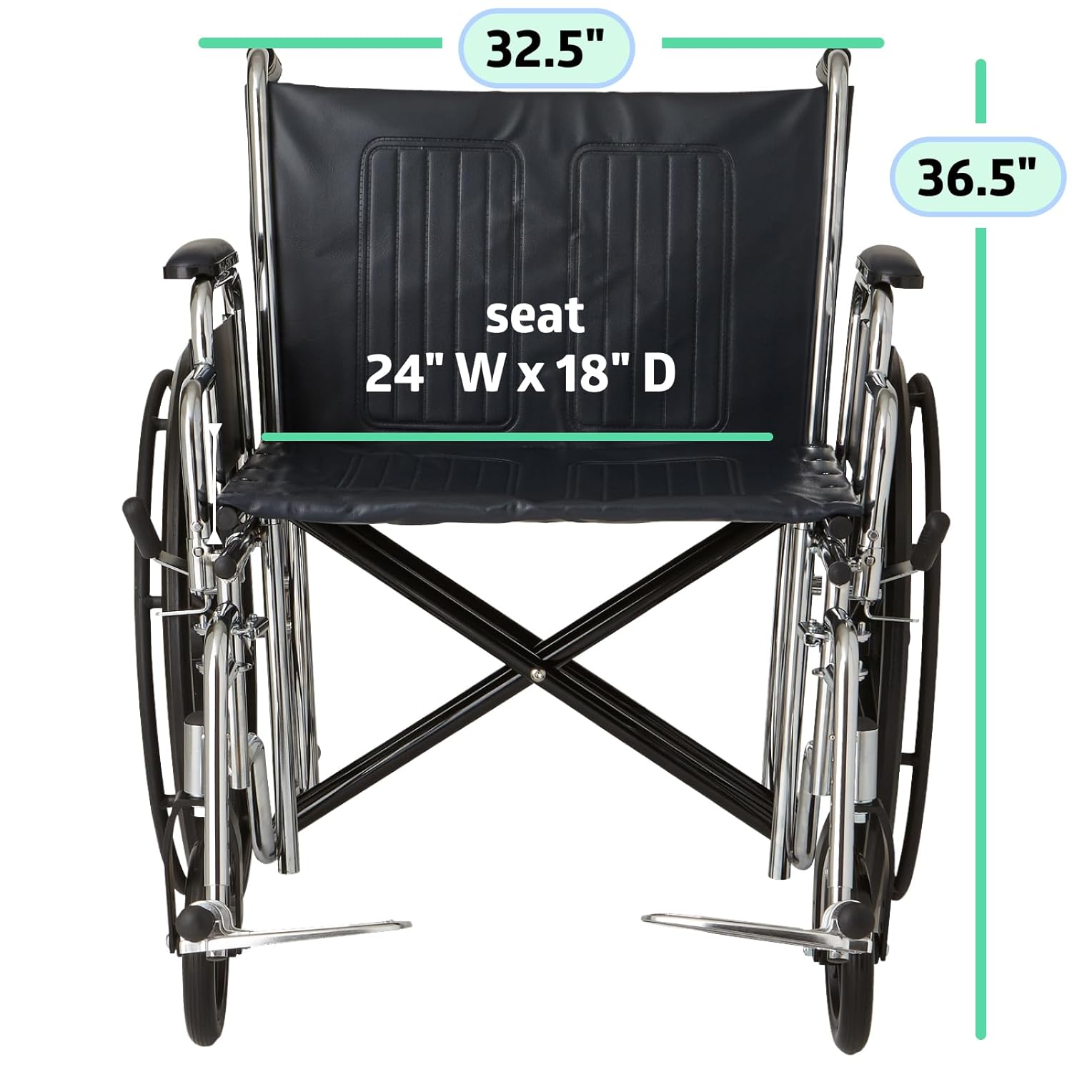 Medline Excel Bariatric Wheelchair, 24" Seat, 500 LBS Capacity