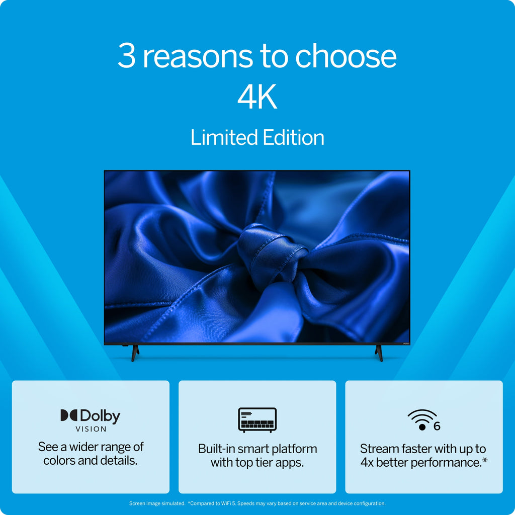 VIZIO 50′′ 4K HDR Smart LED TV with Dolby Vision, WiFi 6, Bluetooth, and Smart Home Integration – V4K50S-0809