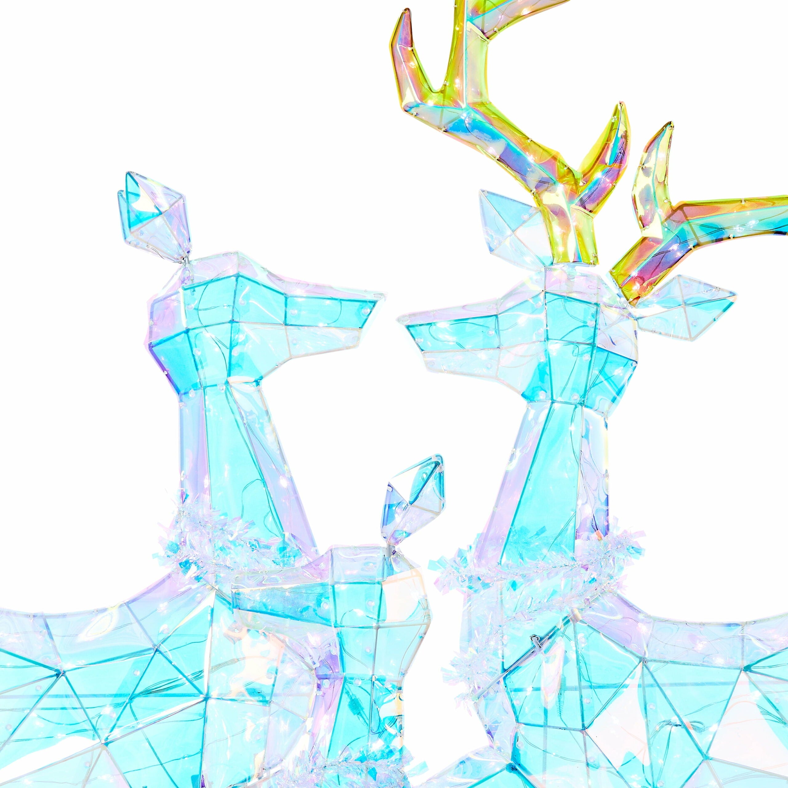 Holiday Time 3-Piece LED Prismatic Polygon Deer Family Set – Buck, Doe & Fawn for Indoor/Outdoor Decor