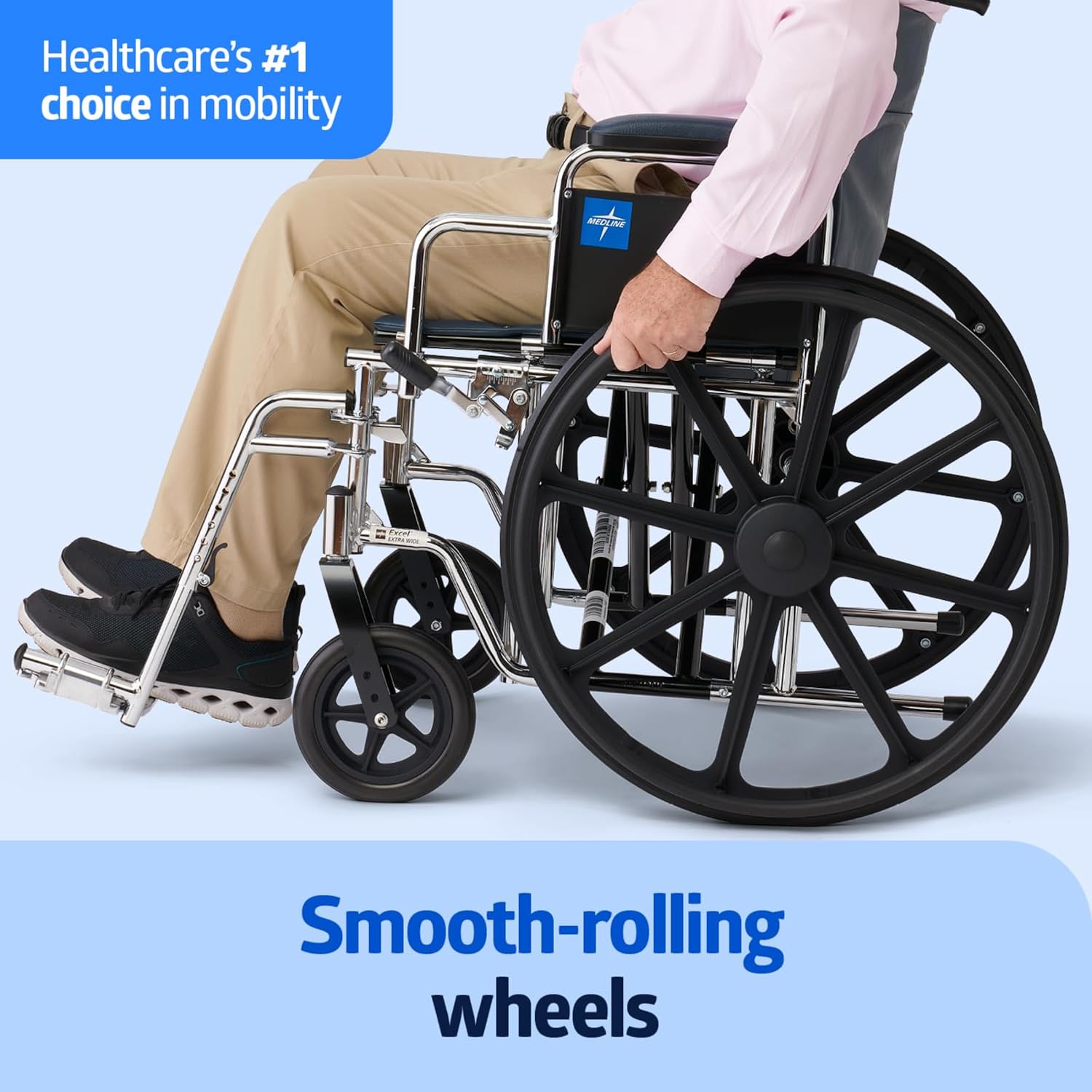 Medline Excel Bariatric Wheelchair, 24" Seat, 500 LBS Capacity