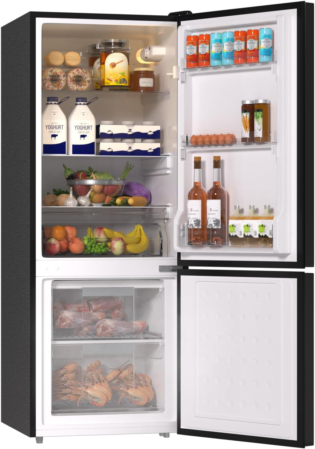 BANGSON Refrigerator 7.1 Cu.Ft Bottom Freezer Black Apartment