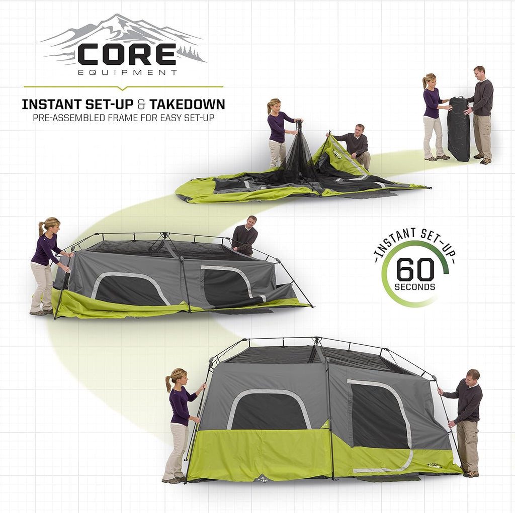Core 9-Person Instant Cabin Tent, 14'x9', Green