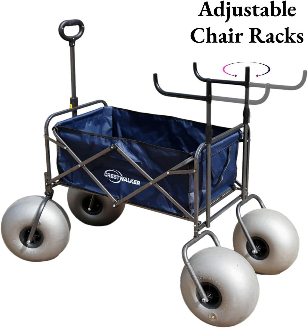 Beach Cart with 13" Balloon Wheels, Chair Racks & Pump Included