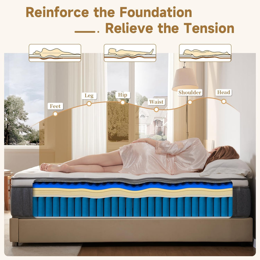 Queen 12" Hybrid Memory Foam Mattress, Medium Firm, CertiPUR-US