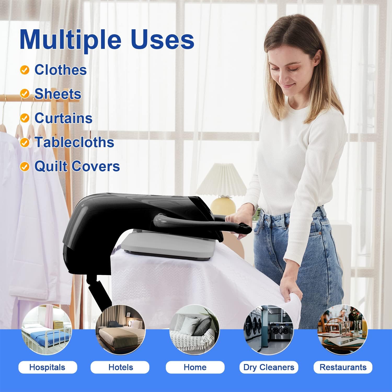 42" Steam Iron Press with LED Touchscreen, 1800W, 5 Settings