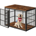 54" XXL Dog Crate Furniture with Foldable Door, Rustic Brown