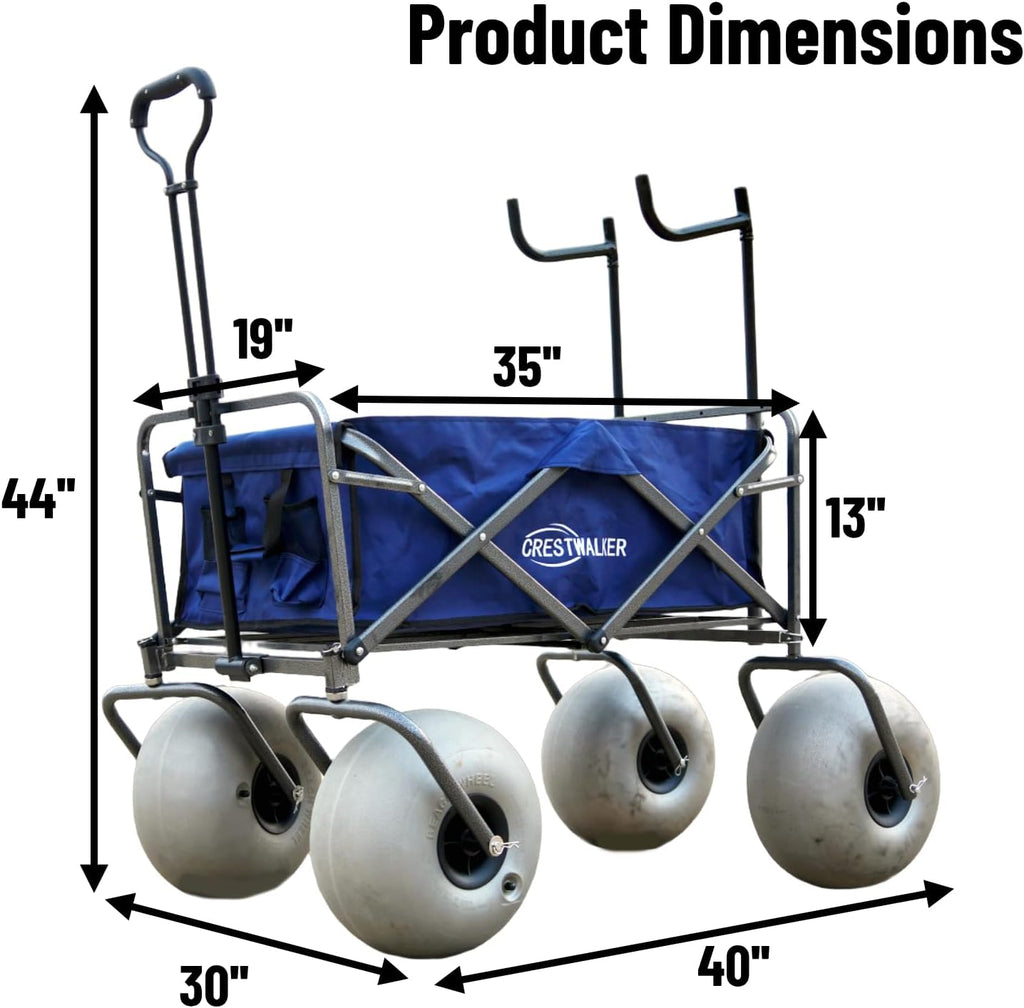 Beach Cart with 13" Balloon Wheels, Chair Racks & Pump Included