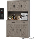 HOSTACK 71" Pantry Cabinet with Charging Station, Microwave Stand, Ash Grey